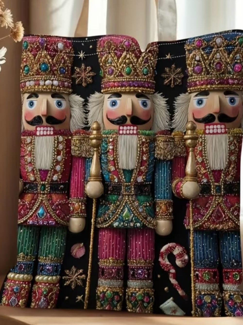 Nutcracker Trio Holiday Tote Bag - Festive Multicolor